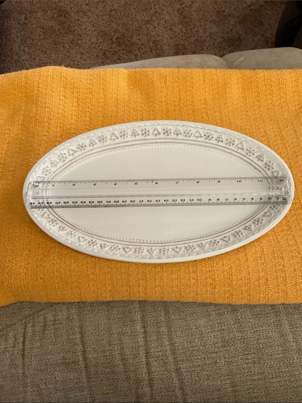 Hallmark White Christmas Tree & Snowflakes Embossed Oval Serving Platter
